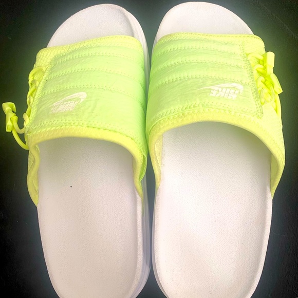 Nike Neon Green Slides - Picture 1 of 3